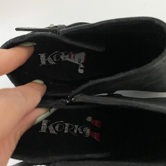 Korks Womens Sonya Black Leather Suede Contrast Stacked Heel Bootie Size 7.5 - Picture 4 of 9